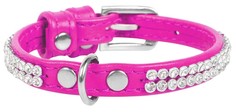 Ошейник для собак Collar Waudog Glamour с украшением Полотно стразы Розовый 19-25 см