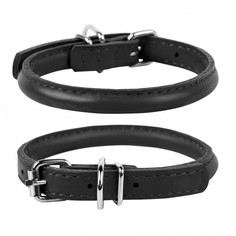 Ошейник для собак Collar GLAMOUR повседневный, кожа, черный, обхват шеи 25-33 см