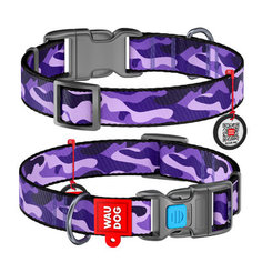 Ошейник для собак Collar Waudog Nylon с рисунком Фиолетовый камо 35-58 см