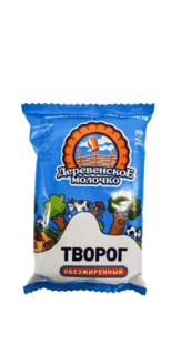 Творог Деревенское молочко обезжиренный 0,1%-1,8% бзмж 200 г