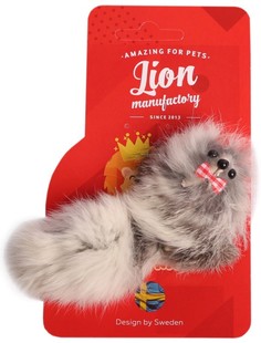 Мягкая игрушка для кошек Lion плюш, серый, 10 см
