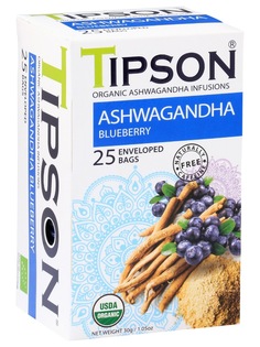 Чай Tipson Ашваганда "Черника", 25 саше
