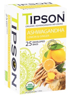 Чай Tipson Ашваганда "Лимон и Имбирь", 25 саше