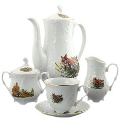 Кофейный сервиз на 6 персон 15 предметов Cmielow "Рококо Охота" (170 мл) 111491