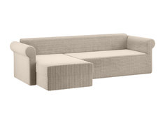 Чехол на угловой диван с оттоманкой Капучино, жатка, Левый Ми Текстиль