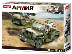 Конструктор Shantou Военный джип , 143 детали, 23,7*18,9*4,5 см