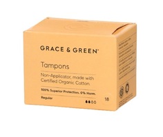 Натуральные тампоны Grace & Green Regular без аппликатора 2 капли 18 шт