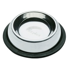 Одинарная миска для кошек и собак Ferplast, сталь, резина, серебристый, 0.25 л