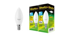 Комплект из 2 светодиодных ламп Sholtz свеча 5Вт E14 2700К C37 220-240В пластик