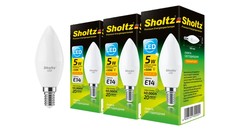Комплект из 3 светодиодных лама Sholtz свеча 5Вт E14 2700К C37 220-240В пластик