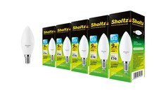 Комплект из 5 светодиодных ламп Sholtz свеча 9Вт E14 4000К C37 220-240В пластик