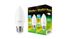 Комплект из 2 светодиодных ламп Sholtz свеча 9Вт E27 4200К C37 220-240В пластик