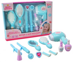 Набор парикмахера игрушечный Girls Club Модница, 12 предметов, музыкальный фен со светом