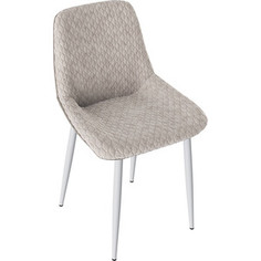 Стул ТриЯ Дакар конус Т4 белый муар/рогожка бежевая люкс/кожзам светло-коричневый Triya