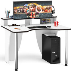 Стол компьютерный с надстройкой Мебельный двор С-МД-СК2Н-1200-900 белый/кромка венге