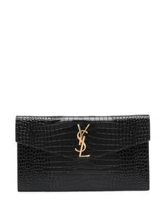 Saint Laurent клатч Uptown с тиснением под кожу крокодила