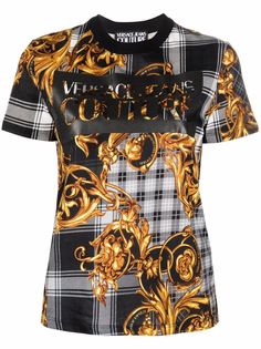 Versace Jeans Couture футболка в клетку тартан с логотипом