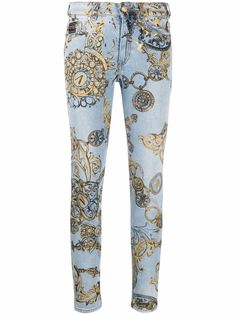 Versace Jeans Couture джинсы скинни с графичным принтом