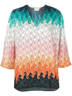 Mary Katrantzou шелковая блузка с геометричным принтом