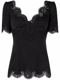 Dolce & Gabbana атласный топ с кружевом