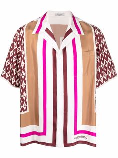 Valentino рубашка в стиле колор-блок с короткими рукавами