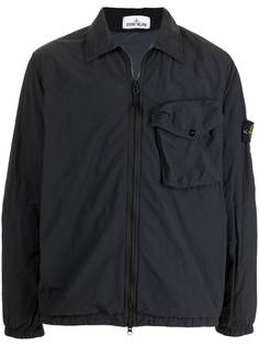 Stone Island куртка на молнии с нашивкой-логотипом