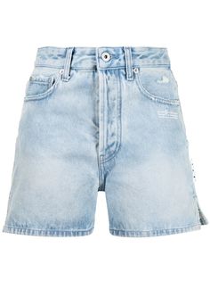 Off-White джинсовые шорты с эффектом потертости