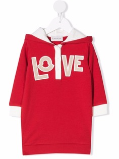 Moncler Enfant платье с капюшоном и нашивкой Love