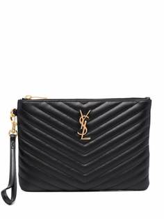Saint Laurent маленький стеганый клатч с монограммой