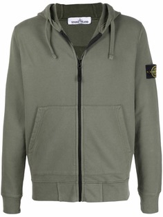 Stone Island худи на молнии с нашивкой-логотипом