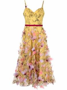 Marchesa платье из тюля с цветочной вышивкой
