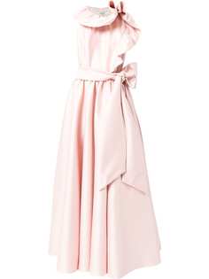 Badgley Mischka платье с оборками асимметричного кроя и поясом
