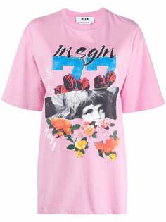 MSGM футболка оверсайз с принтом