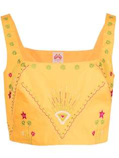 Le Sirenuse укороченный топ с вышивкой