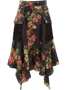 JW Anderson юбка карго асимметричного кроя с цветочным принтом