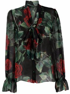Dolce & Gabbana шелковая рубашка с цветочным принтом