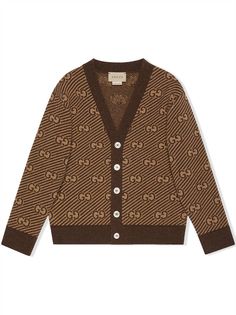 Gucci Kids кардиган в полоску с логотипом GG