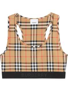 Burberry спортивный бюстгальтер в клетку Vintage Check