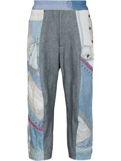 By Walid укороченные джинсы в технике пэчворк