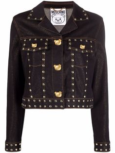 Moschino укороченная джинсовая куртка Teddy Studs