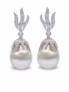 Yoko London серьги из белого золота с жемчугом и бриллиантами