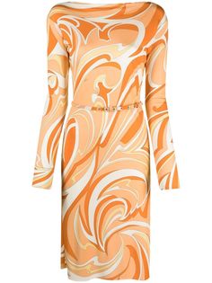 Emilio Pucci платье с поясом и принтом Vortici