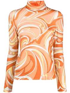 Emilio Pucci легкий топ с высоким воротником и абстрактным принтом