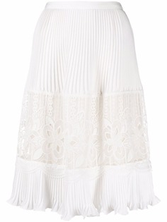 See by Chloé юбка миди с кружевными вставками и плиссировкой