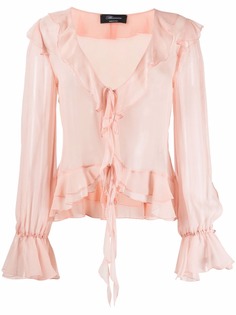 Blumarine шелковая блузка с оборками