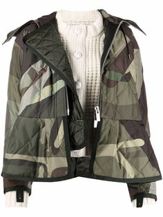 Sacai многослойная куртка с камуфляжным принтом