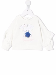 Monnalisa толстовка с оборками и вышитым логотипом