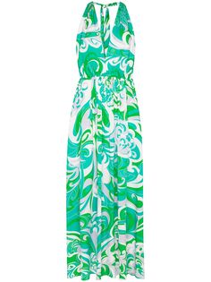 Emilio Pucci платье макси с вырезом халтер и принтом Albizia