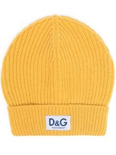 Dolce & Gabbana шапка бини в рубчик с нашивкой-логотипом