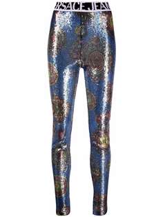 Versace Jeans Couture легинсы с пайетками и логотипом
